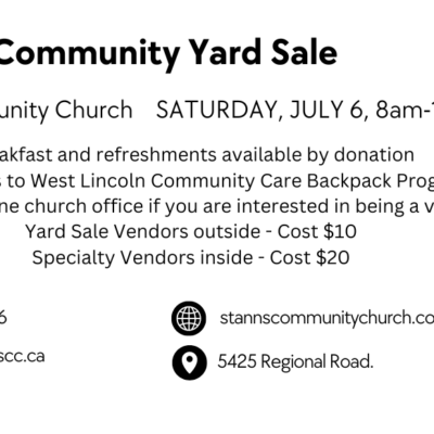 Garage Sale at St.Anns Community Church Saturday, July 6th